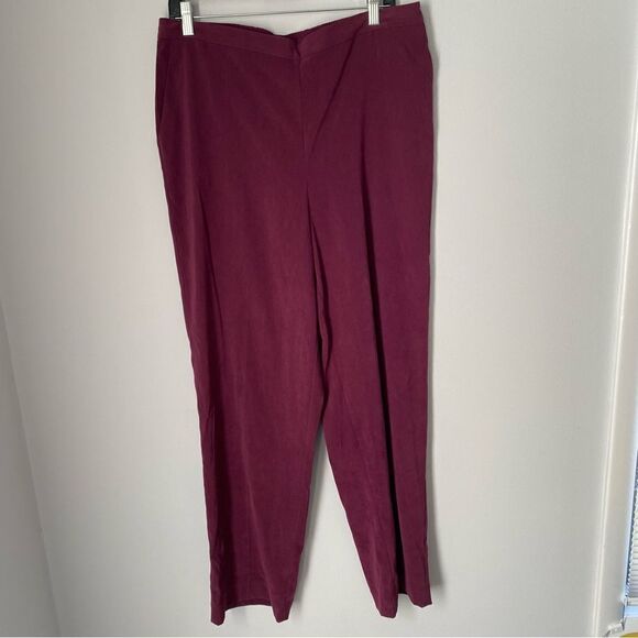 Alfred Dunner Women’s High Waist Elastic Waist Mulberry Color Pants 16 - Picture 1 of 3